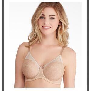 Wacoal Retro Chic Underwire Bra 855186 Beige Lace Full Coverage 34DDD TOAST